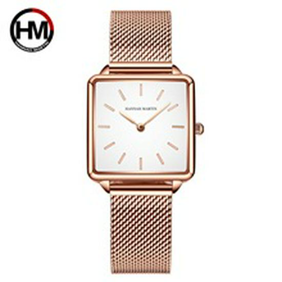 Hannah Martin Women's Pink Dial Quartz Waterproof Watch with Japanese Movement