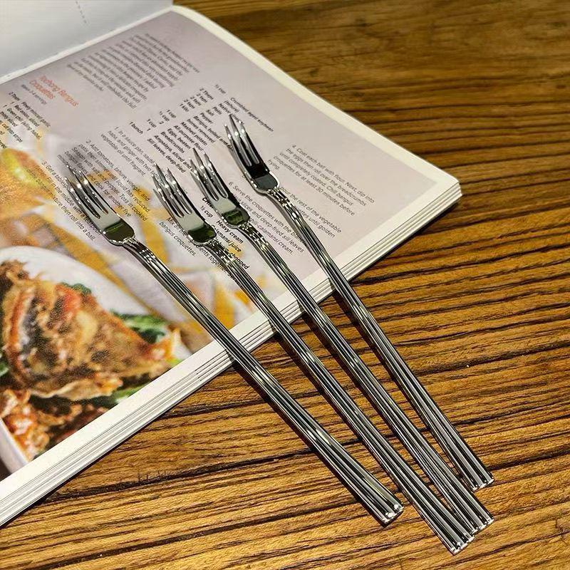 INS Style Stainless Steel Long Handle Dessert Forks - Creative Cute Designs for Fruit and Desserts