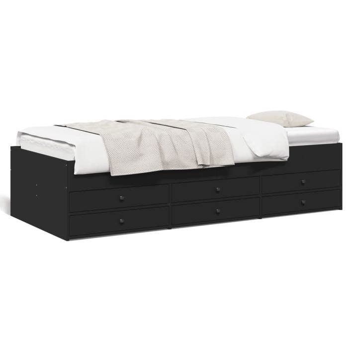 VidaXL Day Bed with Drawers, Sofa Bed with Storage, Guest Bed, Living Room Bedroom Furniture, Modern, Black 3280882