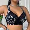 Bra Plus Size Wireless Un‑Padded Thin Floral Lace Bra Minimizer Brassiere for Large Bust