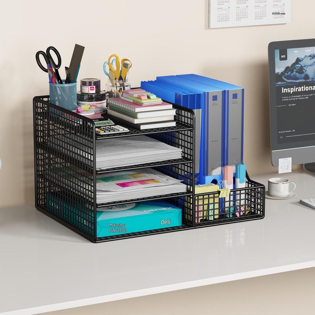 Multi-Layer Desk Organizer for Office Supplies and File Storage