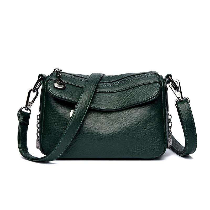 

Жіноча сумка з поліуретановою м якою поверхнею, однотонна сумка через плече, повсякденна материнська сумка темно-зелений колір