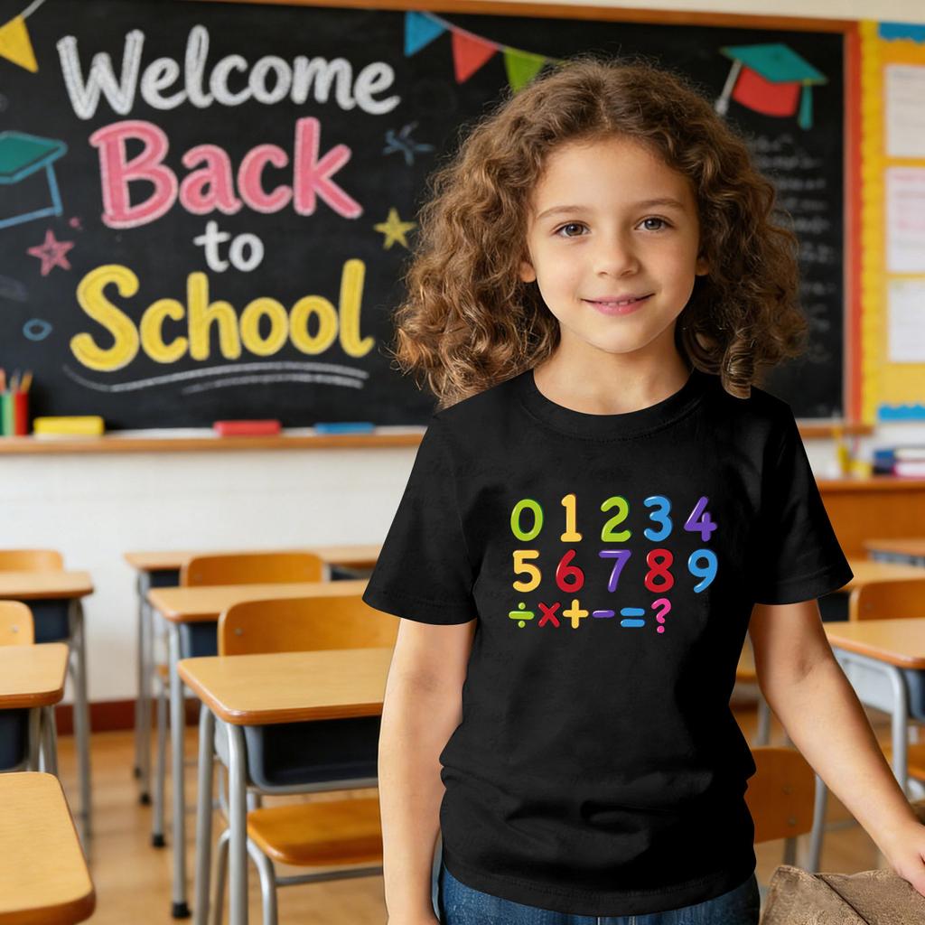 Modische Rundhals-Kurzarm-Arbeitskleidung bedruckte Oberteile für Kinder-Sommeroberteile