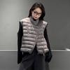 American retro large version  white duck down down vest women, winter fashion design sense oblique zipper ribs vest