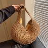 Yogodlns Borsa a Spalla Intrecciata in Paglia Oversize da Donna Casual Grande Capacità Mezzaluna Borsa a Mano Vacanza Estiva Leggera Borsa da Spiaggia Intrecciata a Mano