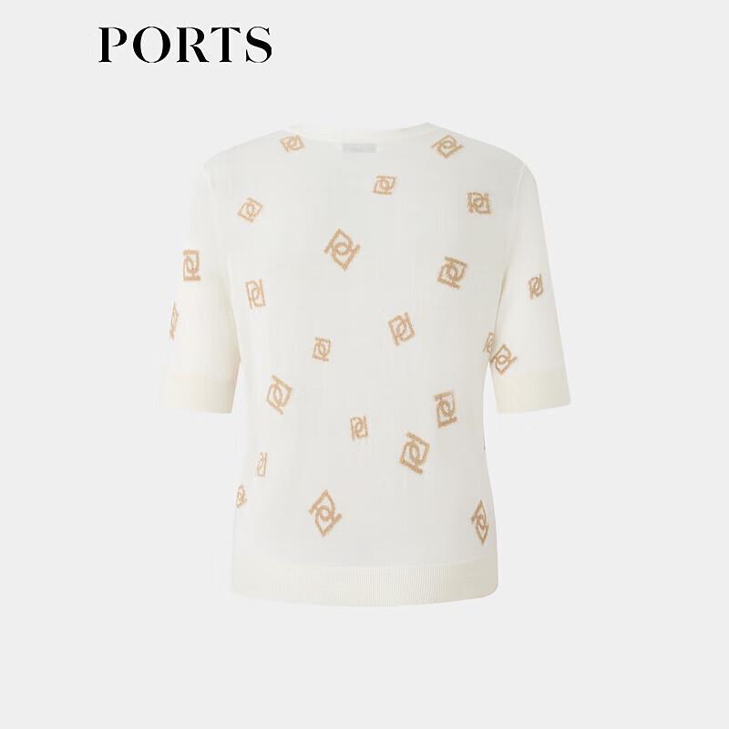 Ports Women's Jacquard Logo Short-Sleeve Knit Cardigan