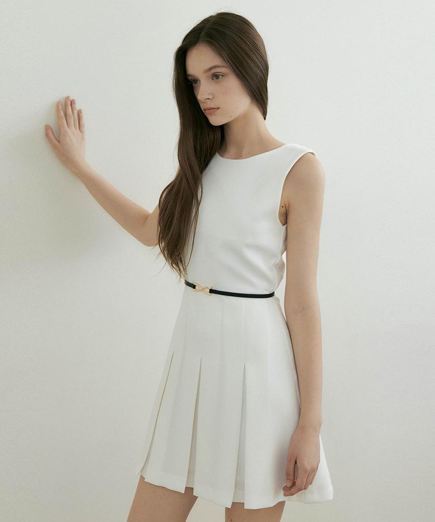 Riorg Fra Summer Pleats Sleeveless Mini Ops White