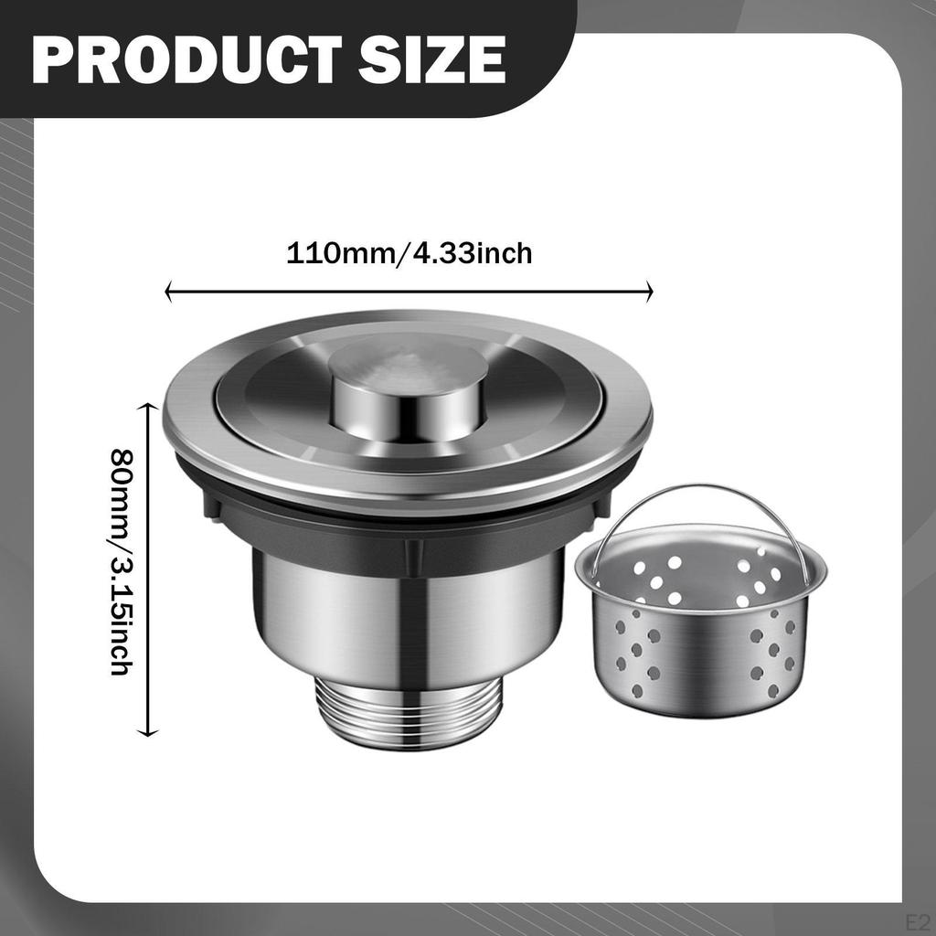 Sink Drain Strainer Removable Basket Easy Installation Assembly Kit Stopper for
