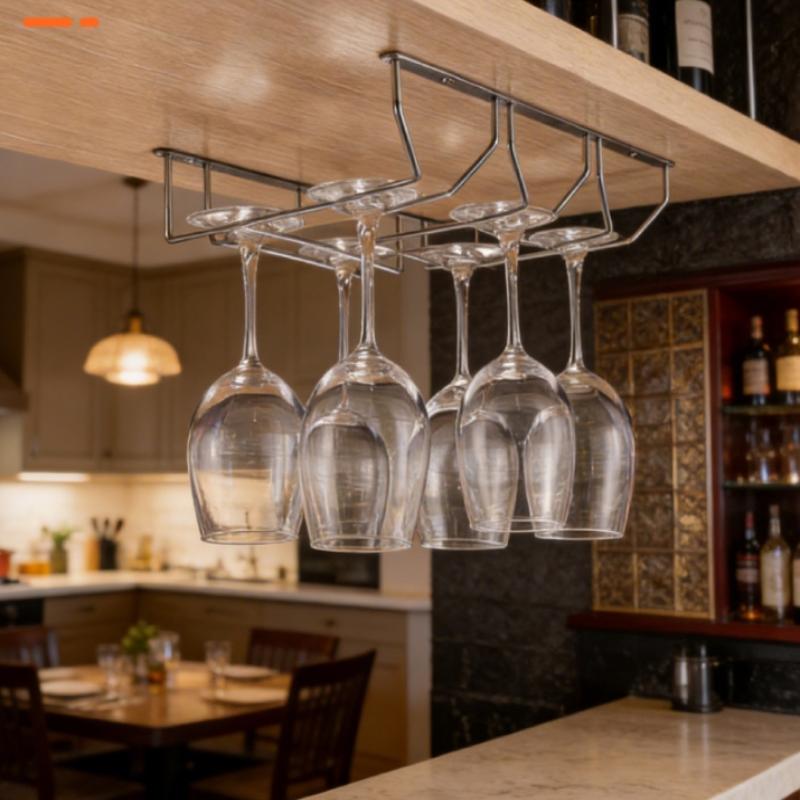 Carbon Steel Goblet Cup Hanger Easy Install Hanging Wine Glass Rack 27cm 34cm for Home Bar Kitchen Organization