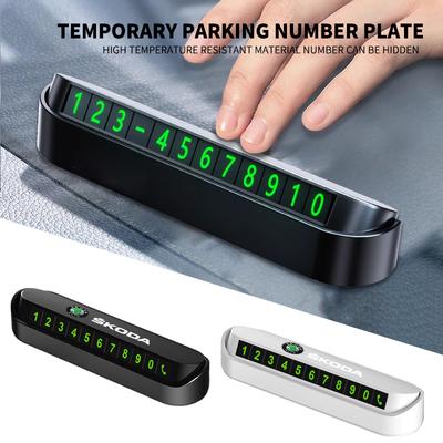 2025 New Car Temporary Parking Card Sticker Phone Number Card Plate For Skoda Octavia Fabia Rapid Yeti Kodiaq Superb Octavia Acc