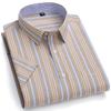 Camicia Casual da Uomo a Maniche Corte con Bottoni e Righe, Leggera, Colletto Oxford, Formale con Taschino