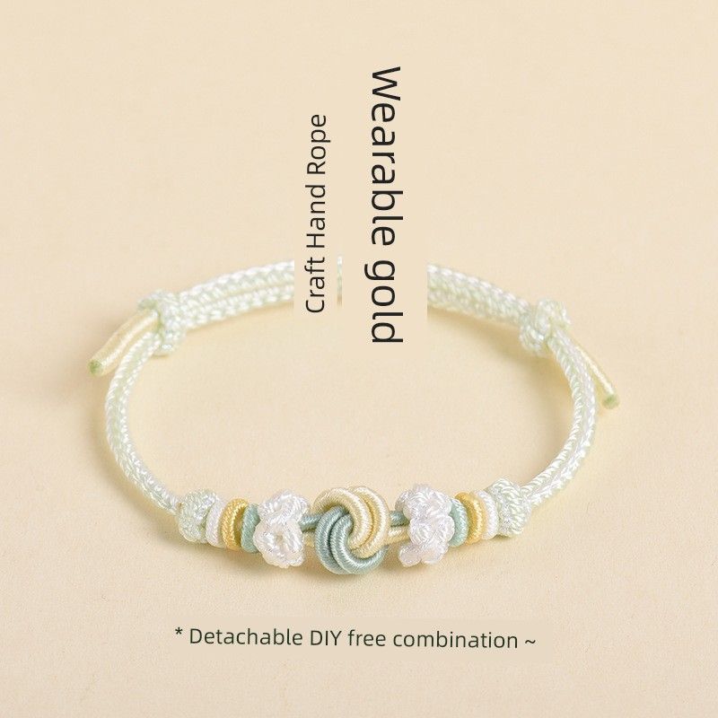 

Красивый плетеный ручной ремешок в сказочном стиле, с золотой отделкой, сделай сам, макаронного цвета, с узлом-ямочкой, белый браслет для детей Lime Green 10-13cm/3mm kids(Machine Circle)