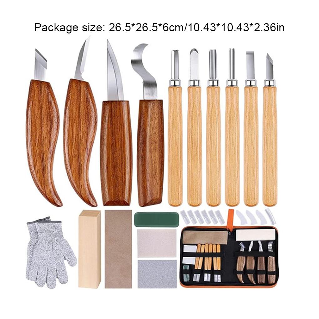 

17Pcs Wood Carving Kit Wood Carving Tools Hand Carving Knife Set with Needle File Wood Spoon Carving Kit for Beginners