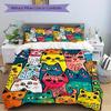 3Pcs Colorful Cats Printed Bedding Set, Breathable And Soft,(Includes 1 Duvet Cover And 2 Pillowcases, Quilt Not Included) yy250815146
