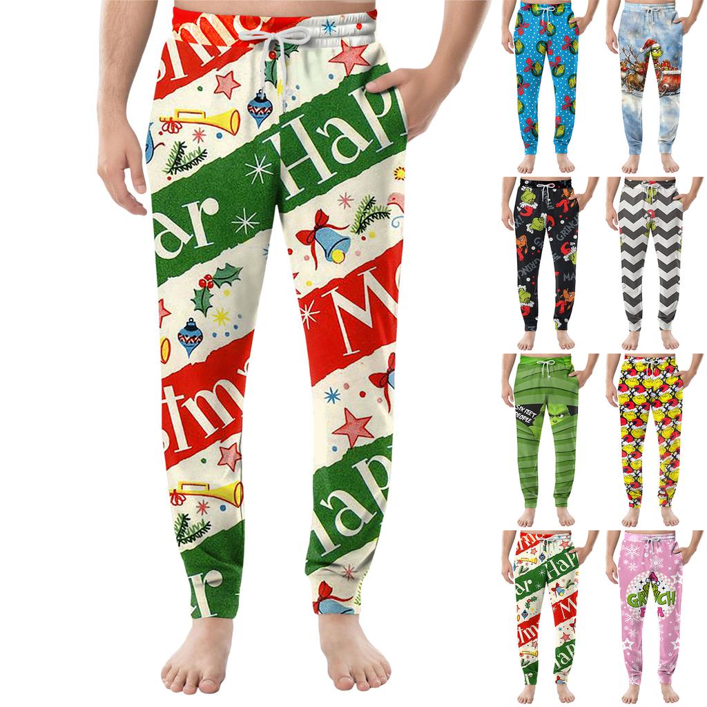 Men's Drawstring Pocket Cuffed Casual Pants Home Sleep Pants