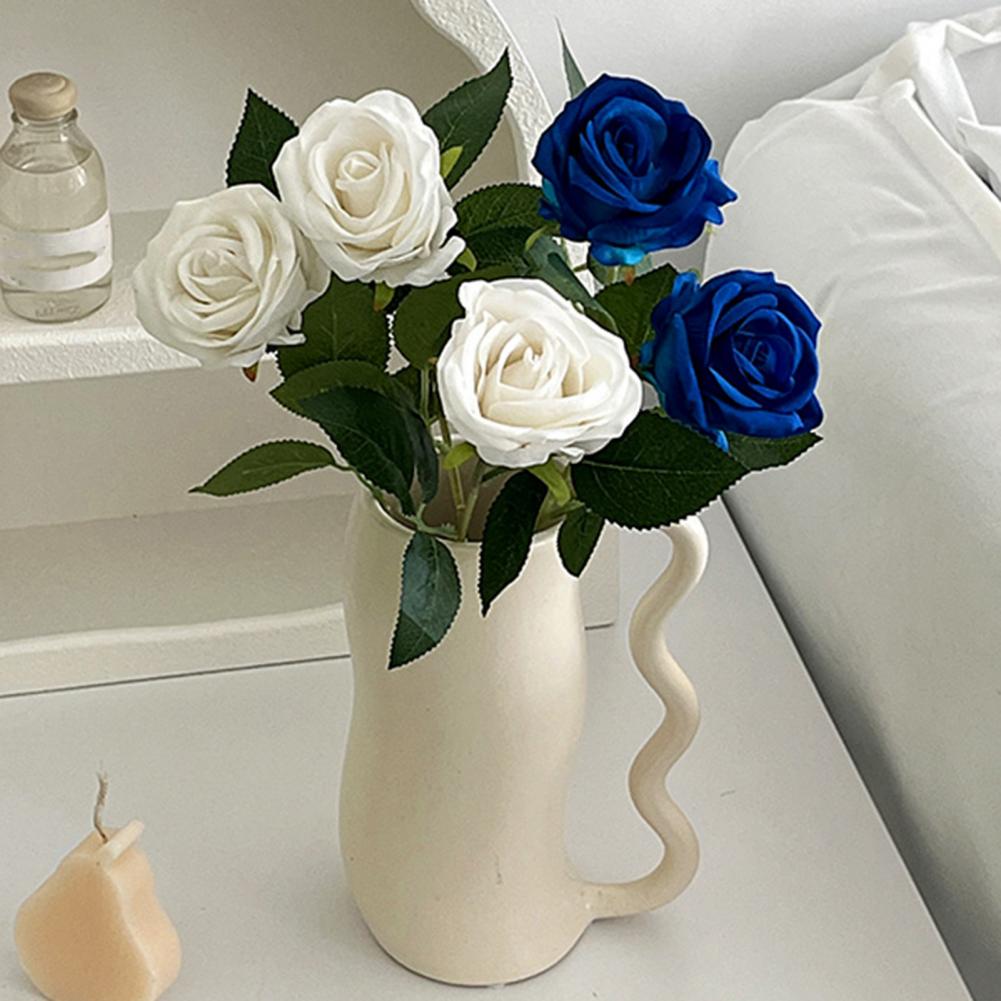 Realistic Fake Flowers Simulated Rose Bouquet 3pcs Artificial Flower Bouquets Long-lasting Vibrant Floral Arrangements No