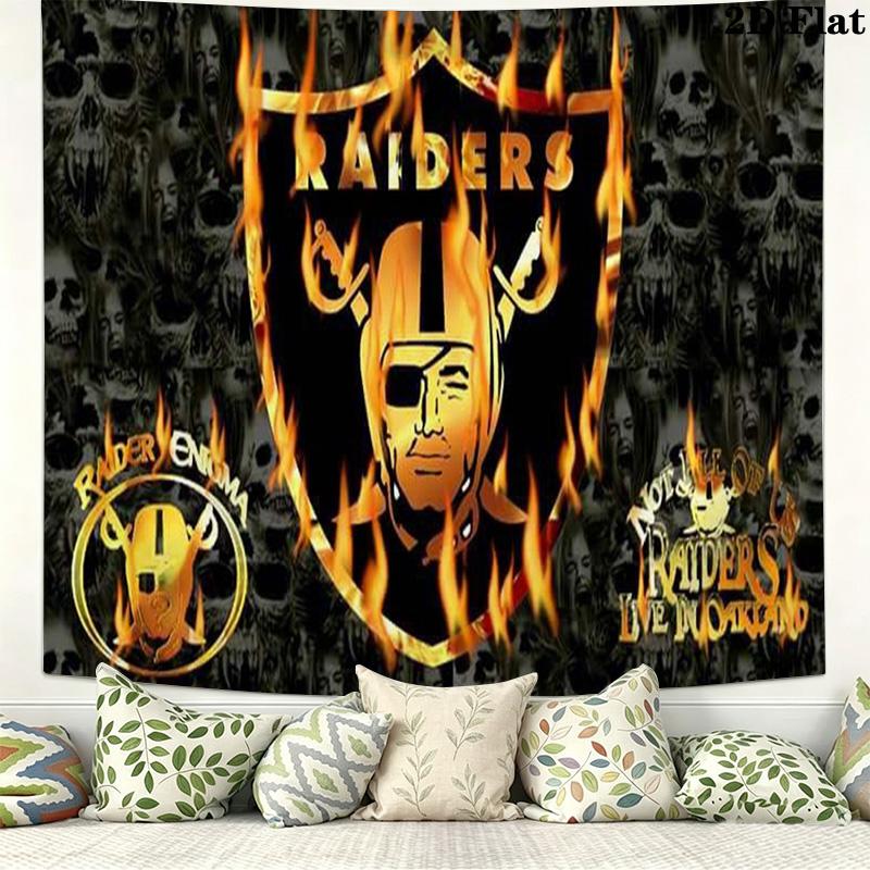 Las Vegas Raiders Logo Wall Tapestry Aesthetic Wall Hanging Printed Fabric Blanket Decorative Tapestries for Bedroom Living Room Home Decor