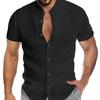 Herre Løs Pluss Størrelse Topp Sommer Ensfarget Skjorte Bomull Lin Krage Kortermet Fritidsskjorter Herreklær