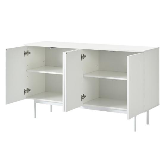 Modern Minimalist Pure White Sideboard with 4 Doors in Arched Pattern for Dining Room And Living Room (White)