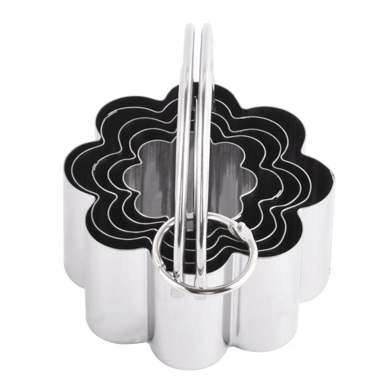 5Pcs/Set Stainless Steel Cookie Cutters with Handle Mousse Cake Baking Mold (BPA Free, No FDA)