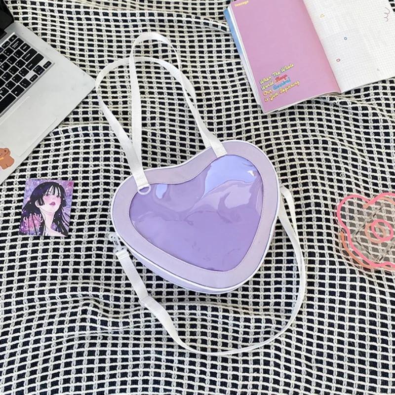Love Heart Transparent Itabag Women JK Uniform Crossbody Bag Girls Purse And Handbag