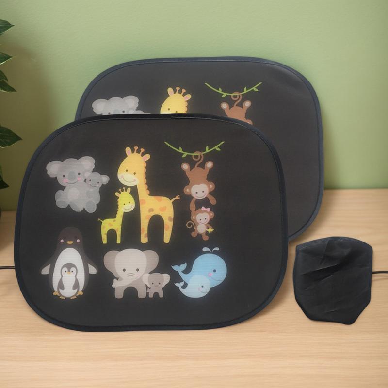 Baby Car Window Sun Shade Cartoon Vehicle Sunshade Foldable Heat Blocking Car Window Sun Shade for Daily Driving Travel