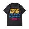 Men's 100% Cotton Crew Neck Short Sleeve T-Shirt, Proud Father Funny Slogan Print Casual Soft Tee, Humorous Dad Graphic Summer Daily Wear Top for Fath
