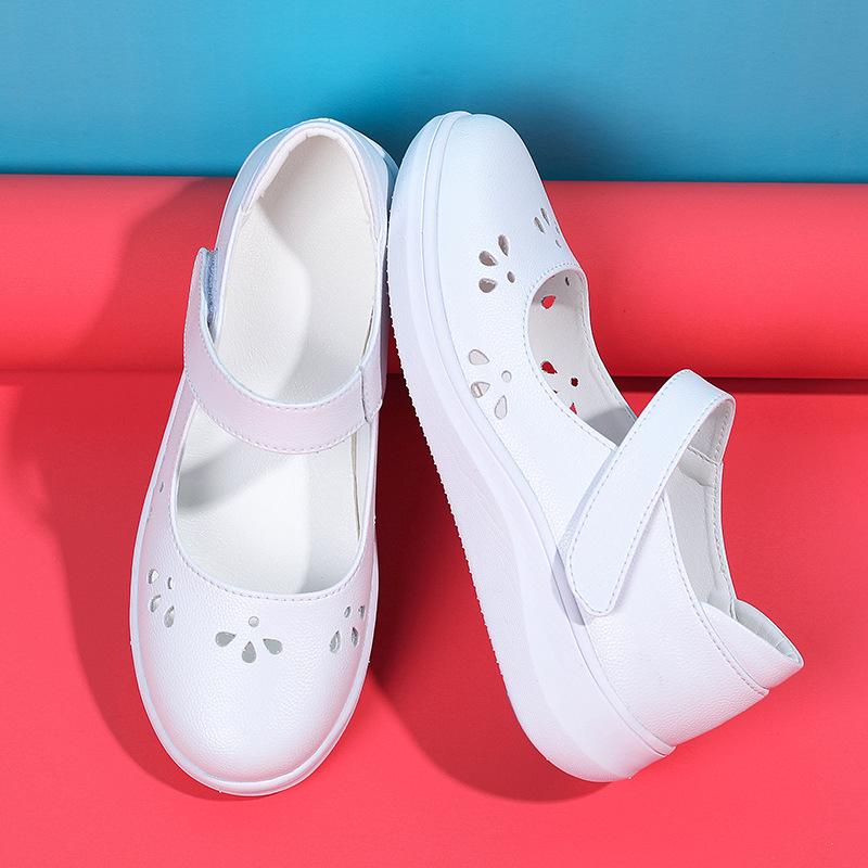 Women's Breathable Nurse Shoes - Soft Sole, Comfortable, Hollowed-Out, Flat Heel, Anti-Odor, Non-Slip, Wear-Resistant Casual Footwear.