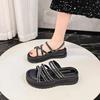 Fashion Roman New Fashion Summer Round Open Toe Sexy Thick Bottom Women's Versatile Casual Beach Large Size Flat Sandals Slippers