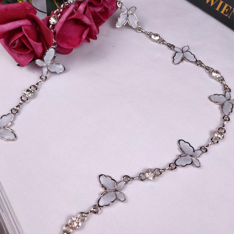Damen Glänzender Strass Schmetterling Metallketten Lang Verstellbar Schlanker Körper Dünne Taille Kette Kleid Mantel Dekorative Riemen Accessoires