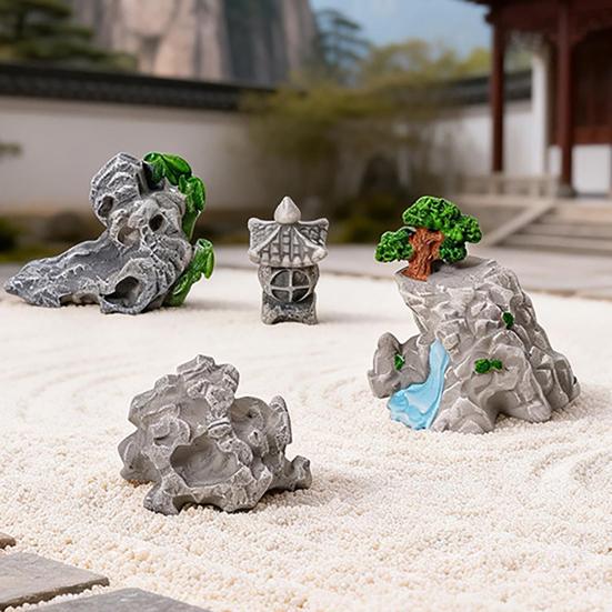 2 szt. Miniaturowa kamienna statua Żywiczne modele sztucznych skał do materiałów do dioram Krajobraz z miniaturowymi pociągami Kolejowy stół piaskowy Akcesoria do ogrodu zen
