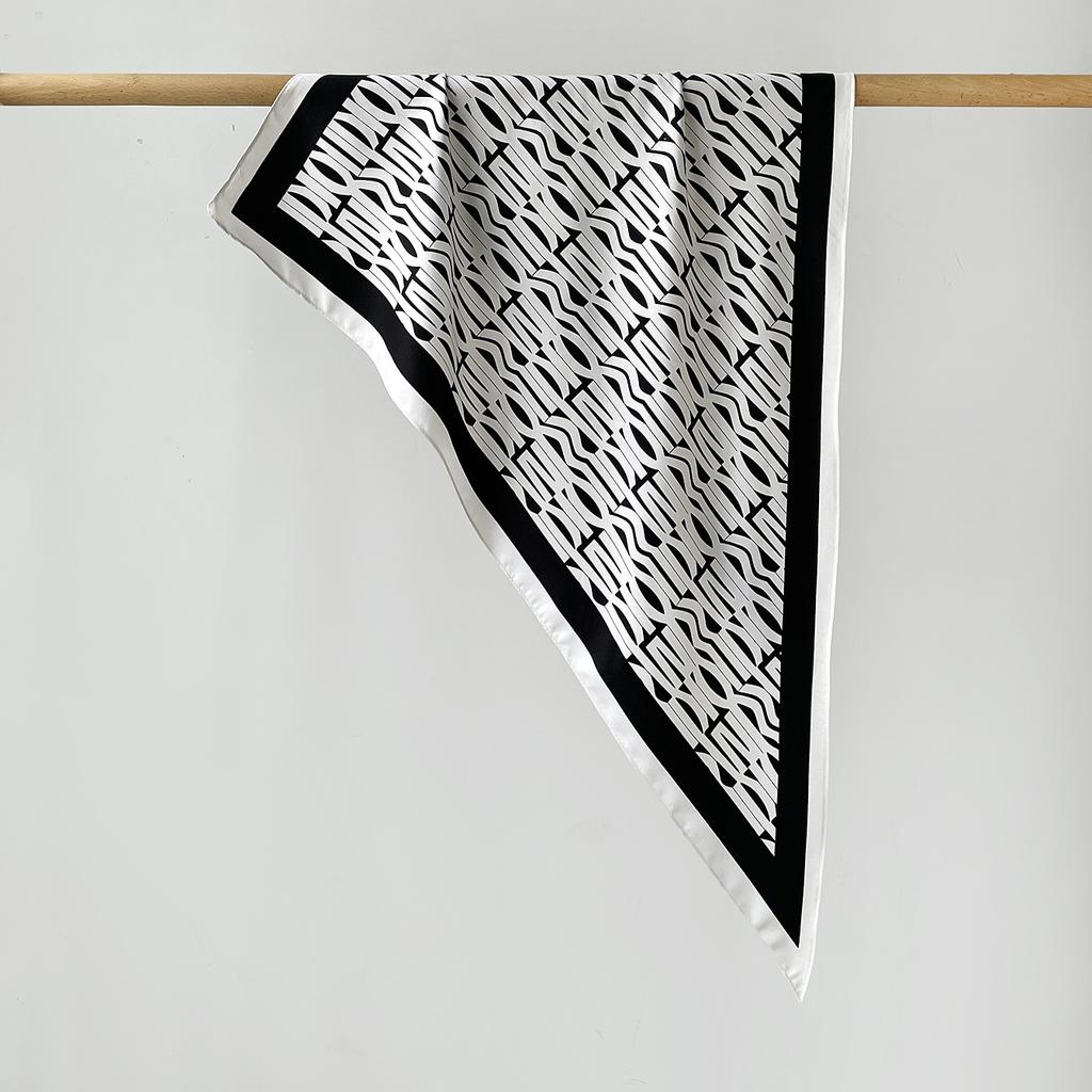 Twill Light Luxury High Sense Simulation Silk Headscarf Waist Triangle Scarf Silk Scarf Multi-Function