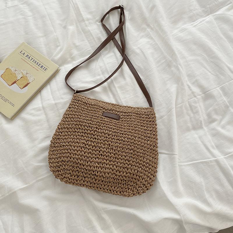 Korean Version Summer Woven Bag Women Snewest Straw Woven Bag All-Match Simple Messenger Tote Bag Shoulder Bag