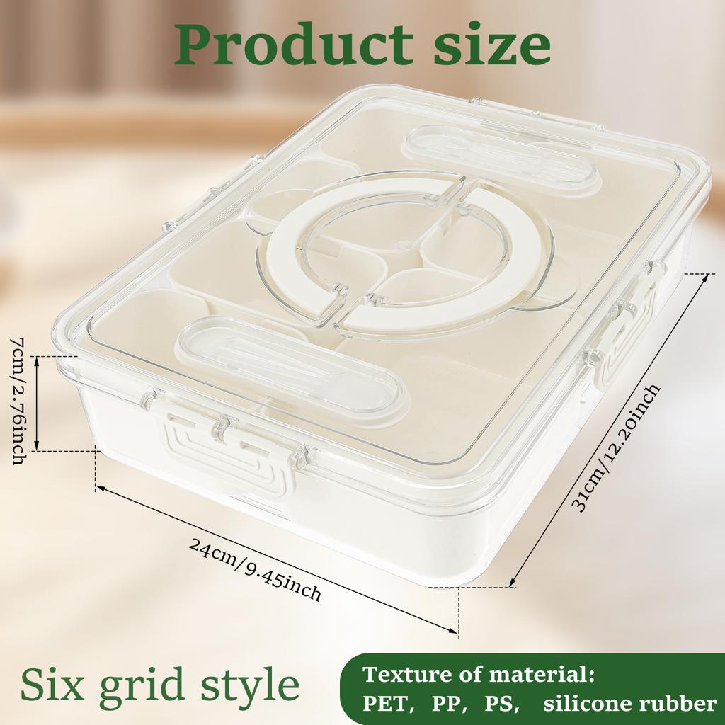 5/6 Grids Wooden Charcuterie Board with Clear Lid Portable Cheese Board Box with handle Snack Fruit Tray Outdoor Ccamping pinnic