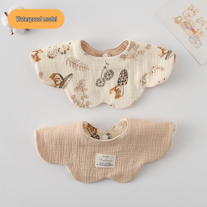 Dwustronny, wodoodporny śliniaczek dla niemowląt w stylu koreańskim z płatkami, wykonany w 100% z gazy bawełnianej