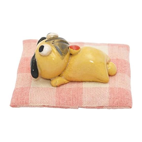 Mino Ware Hiroko Hamada Handmade Chopstick Rest Otsukare Pug E-00187 with Cushion