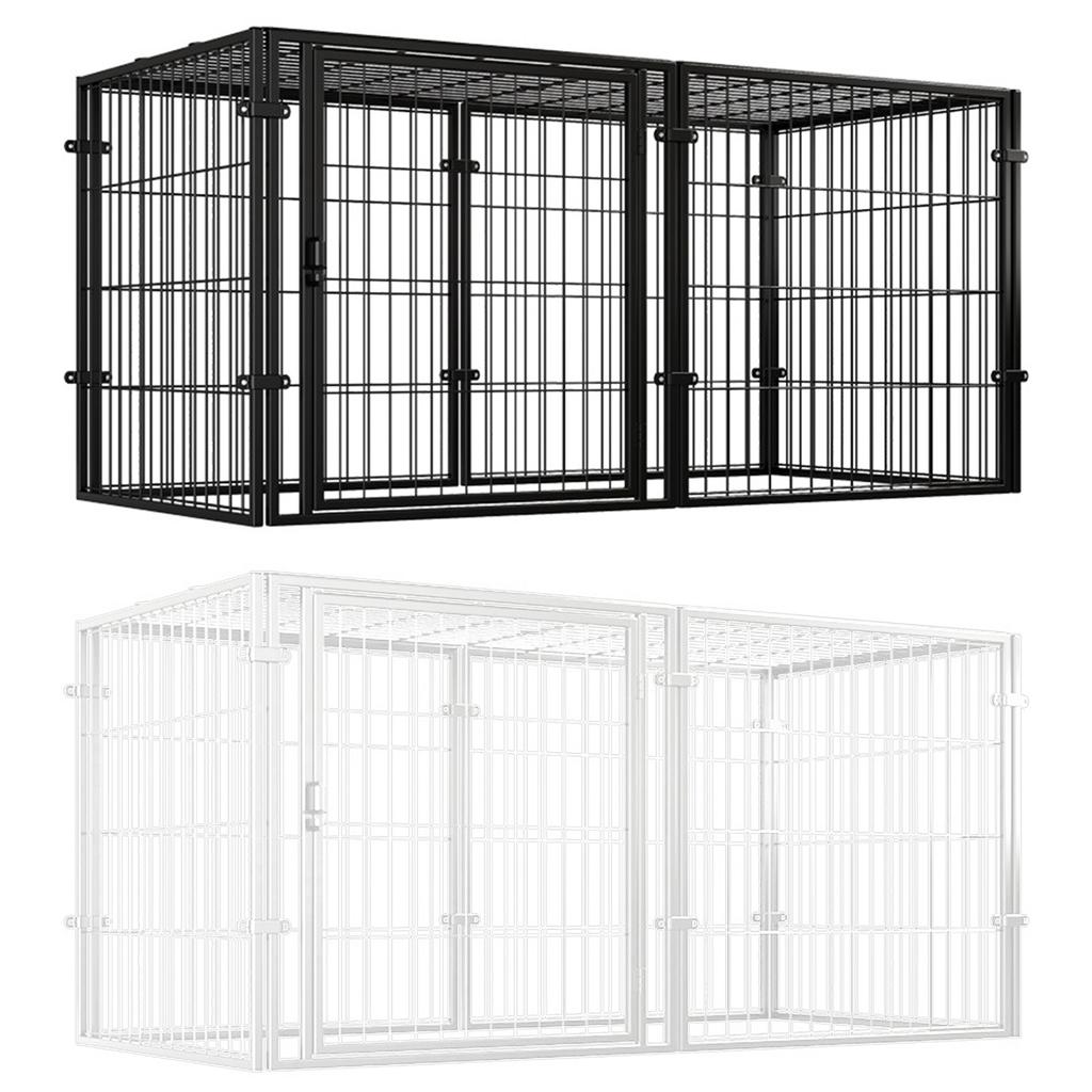 48 Inch Puppy Playpen Heavy Duty Metal Wire Dog Cage Kennel Stackable FoldableEVA Floor Protector Anti-Escape for Small Pet Rabb
