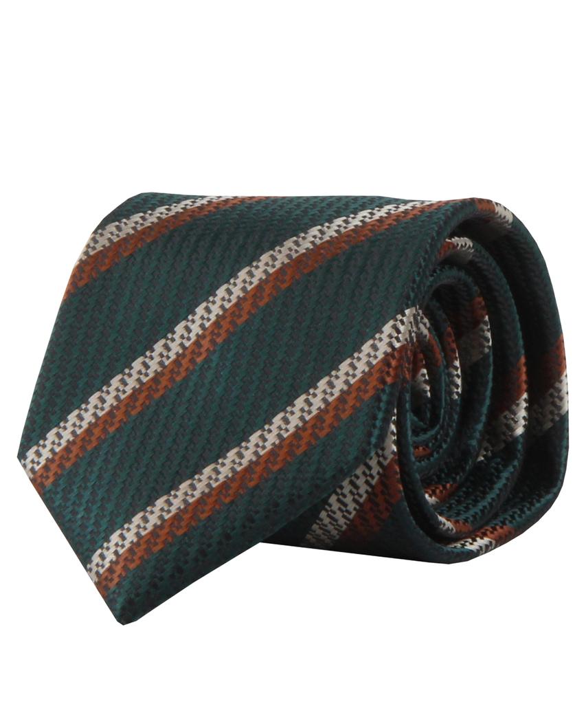 THE SHIRTS STUDIO Green Two-Way Stripe Manual Tie
