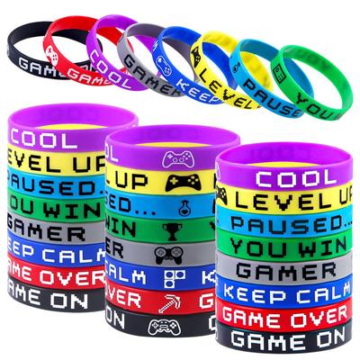 10pcs/lot Silicone Rubber Bracelet Birthday Party Favors Multiple Colour Funny Bracelets Happy Game Theme Birthday Supplies Kids