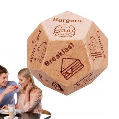 12-Sided Wooden Decision Dice for Date Night Christmas Stocking Stuffer Gift for Couples Food Choice Game for Valentine's Anniversary