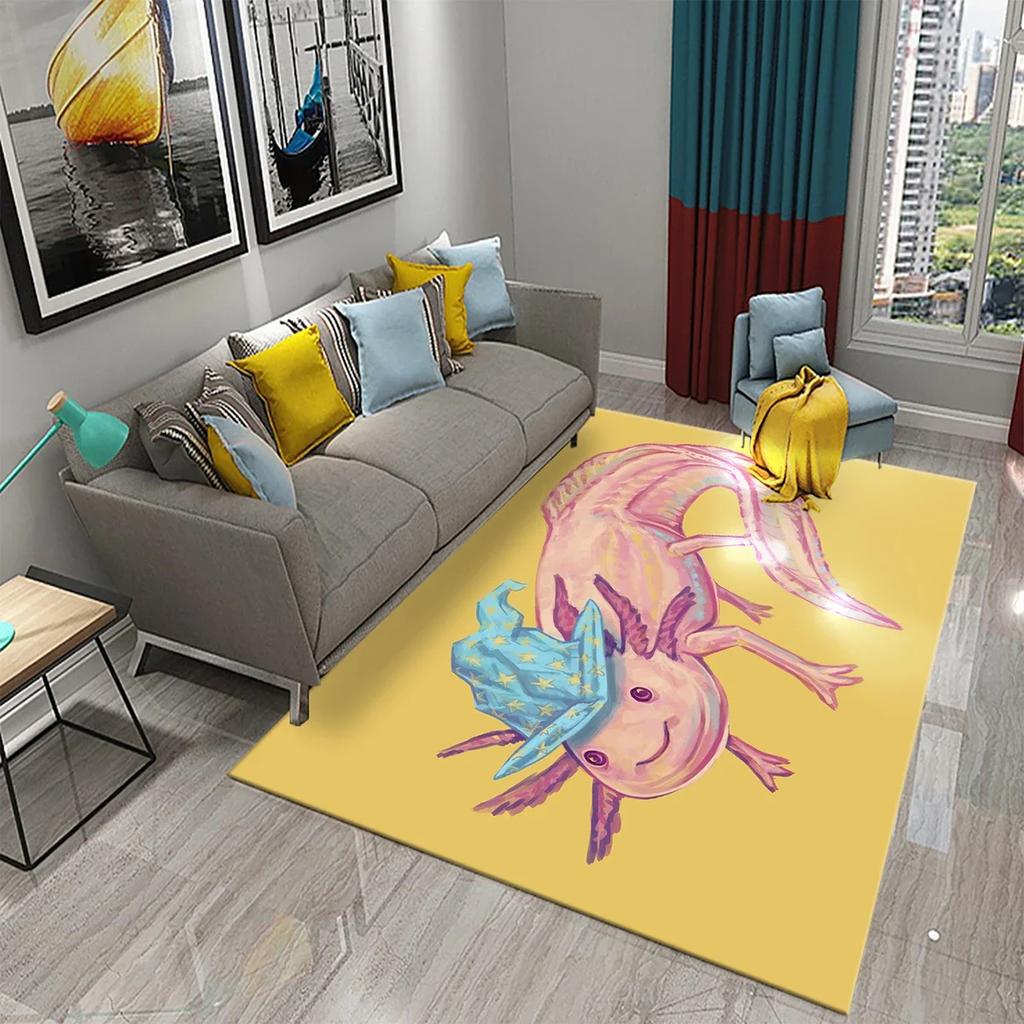 Cute Cartoon Axolotl Carpet for Bathroom Entrance Non-Slip Carpet Pink Living Room Bedroom Mat Welcome Doormat Floor Decor Rug