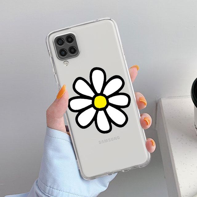 Klarer Fall für Samsung Galaxy A52 A12 A51 A32 A21s A71 A32 A22 50 A70 A31 A72 5G Telefonabdeckung Blumen Herz Coque Capa