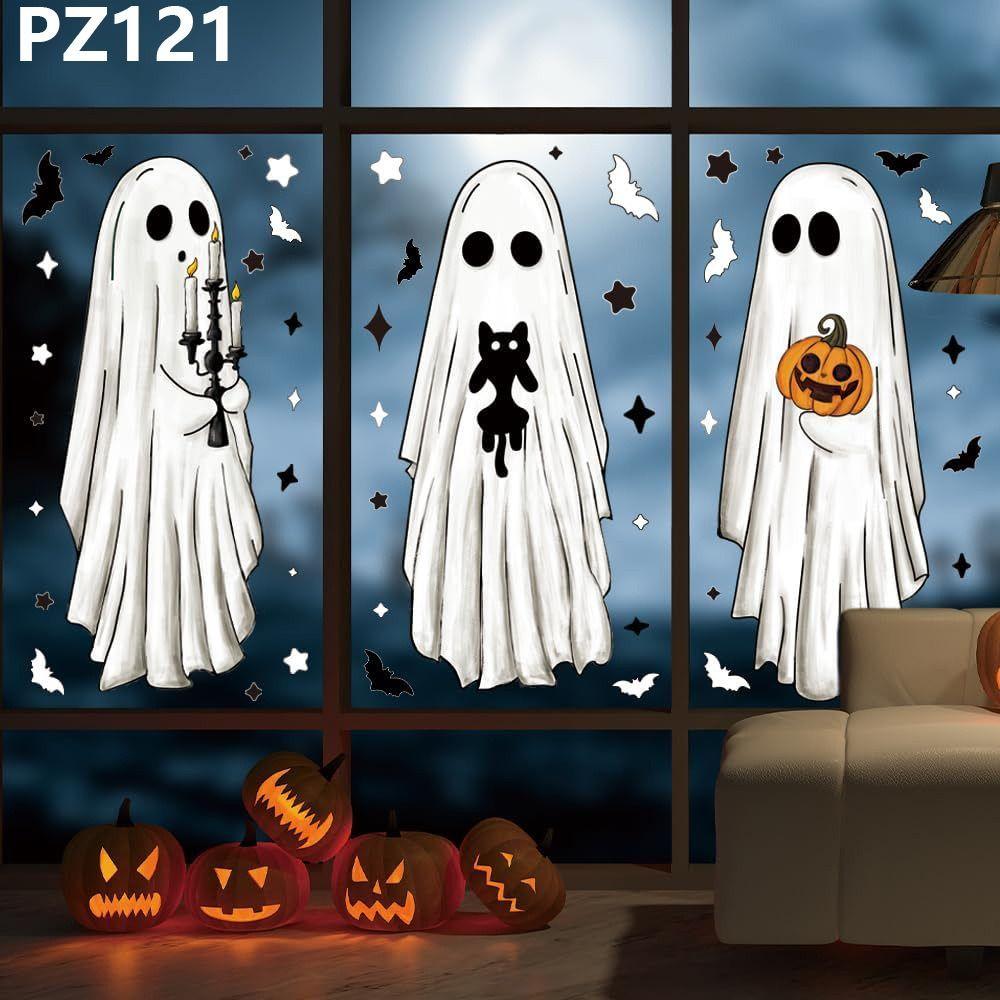 Multicolor Halloween Decoration Sticker Cartoon Ghost Window Clings Film Shopwindow Ornament