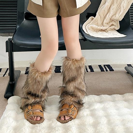 Fuzzy Leg Warmers Women Retro Shaggy Leg Warmers Winter Faux Fur Plush Calf Warmers Furry Shoe Cuff Covers for Dating Party Street Wear