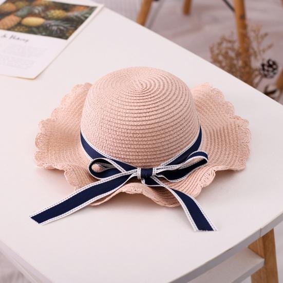 Family Beach Hat Natural Straw Woven Wide Brim Sun Protection Foldable Lightweight Summer