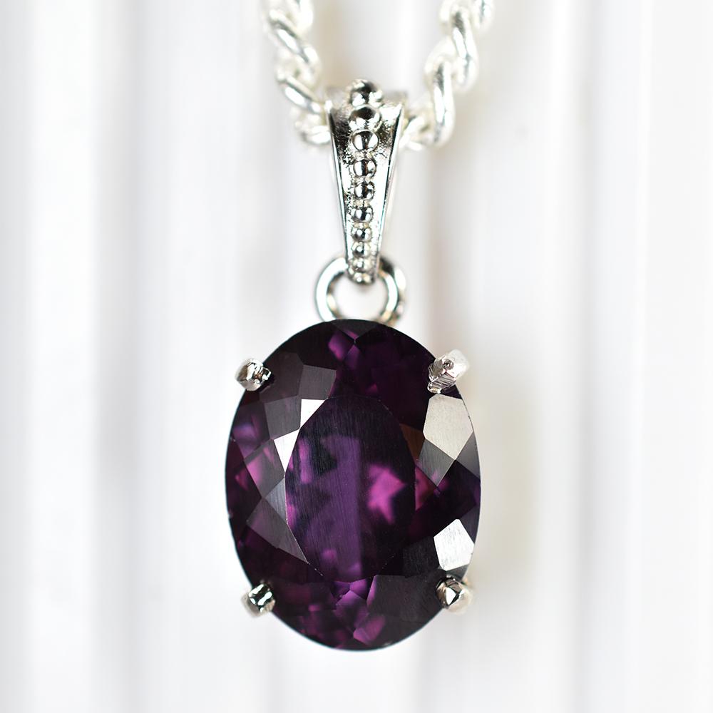 Natural 21.8 CT Purple Alexandrite Certified Gemstone Pendant 925 Silver