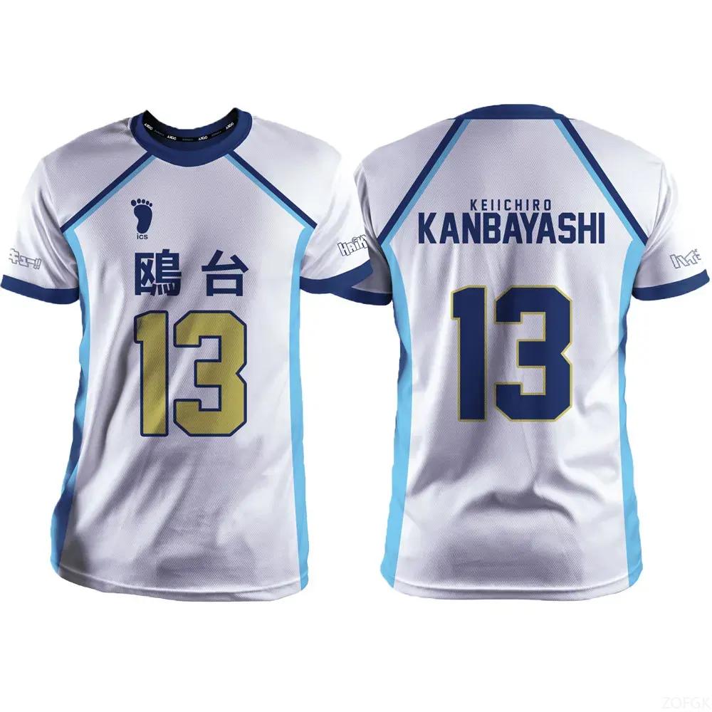 Haikyuu Kamomedai White Cartoon Anime Cosplay Men Jersey Summer Short Sleeve Children Tee Tops