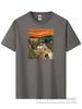 High Quality T-shirt 100% Cotton T Shirt Cat Pattern Printed T-shirt Casual Cool O-neck Tshirt Loose Male Tees Tops
