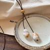 Green Wooden Round Bead Long Necklace Pendant Rope Women's Mori Retro Design Sweater Chain Niche Neck Accessories