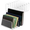 Porta biglietti da visita a 5 fessure Acrilico da scrivania Verticale Organizer per posta Trasparente Espositore per biglietti Supporto da scrivania Offi